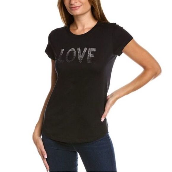 ZADIG & VOLTAIRE
Woop Gradient Love Strass T-shirt In Black  NWT - Picture 1 of 1
